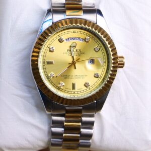 rolex master copy gold & white watch with golden dial